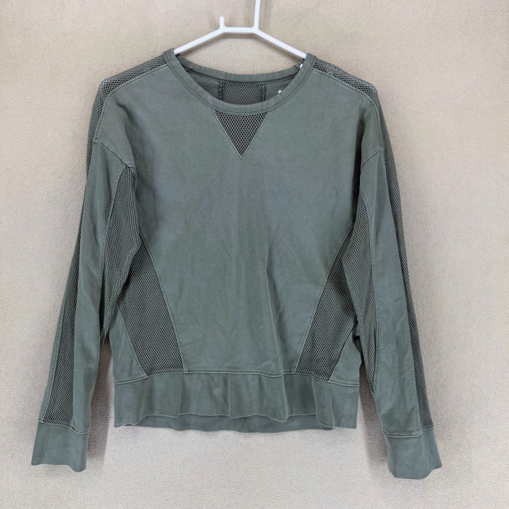 Athleta Olive Green Mesh Insert Long Sleeve Sweatshirt Women's‎ Size M